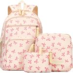 GSenhui Schoolrugzakset voor meisjes, schoolrugzakken, esthetische 3 delige schooltas met strik voor kinderen met schoudertas en kleine portemonnee, ...