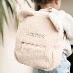 Kidslabel Teddy rugzak – Beige. Beren rugzak met naam.