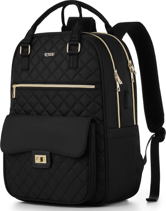 rugzakken-dames-716qnd-1.jpg Whoopr laptoptas rugzak dames Werk Zwart 17,3 inch | bol - Afbeelding 1
