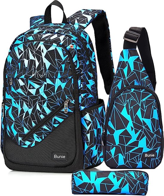 schooltas-jongen-011rwm-1.jpg Schooltas jongens Middelbare school Waterdicht 3 in 1 set 15,6 inch laptop | bol - Afbeelding 1